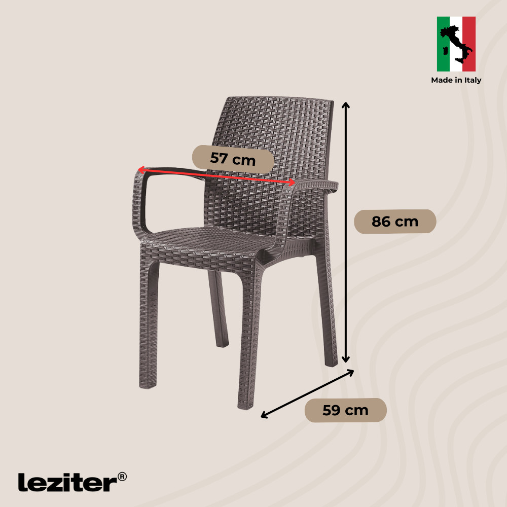 Set mobilier de grădină Leziter Natale 4+1, cappuccino, 4 scaune