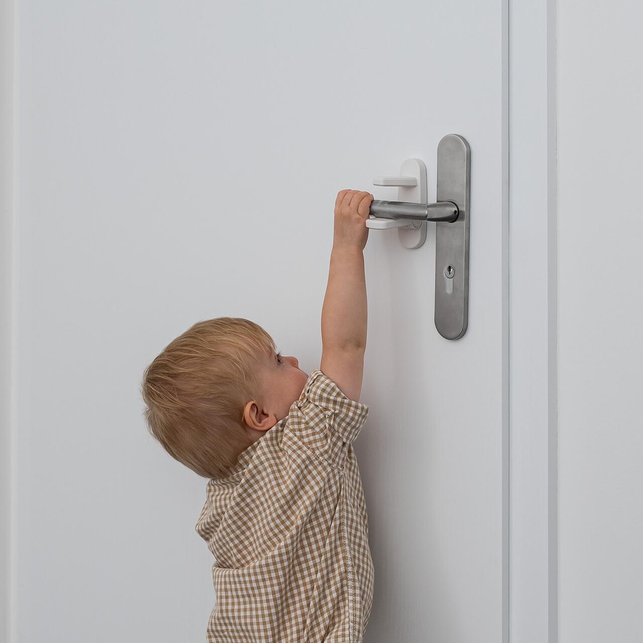 Opritor pentru clanta usii, fara gaurire, alb, REER 70110