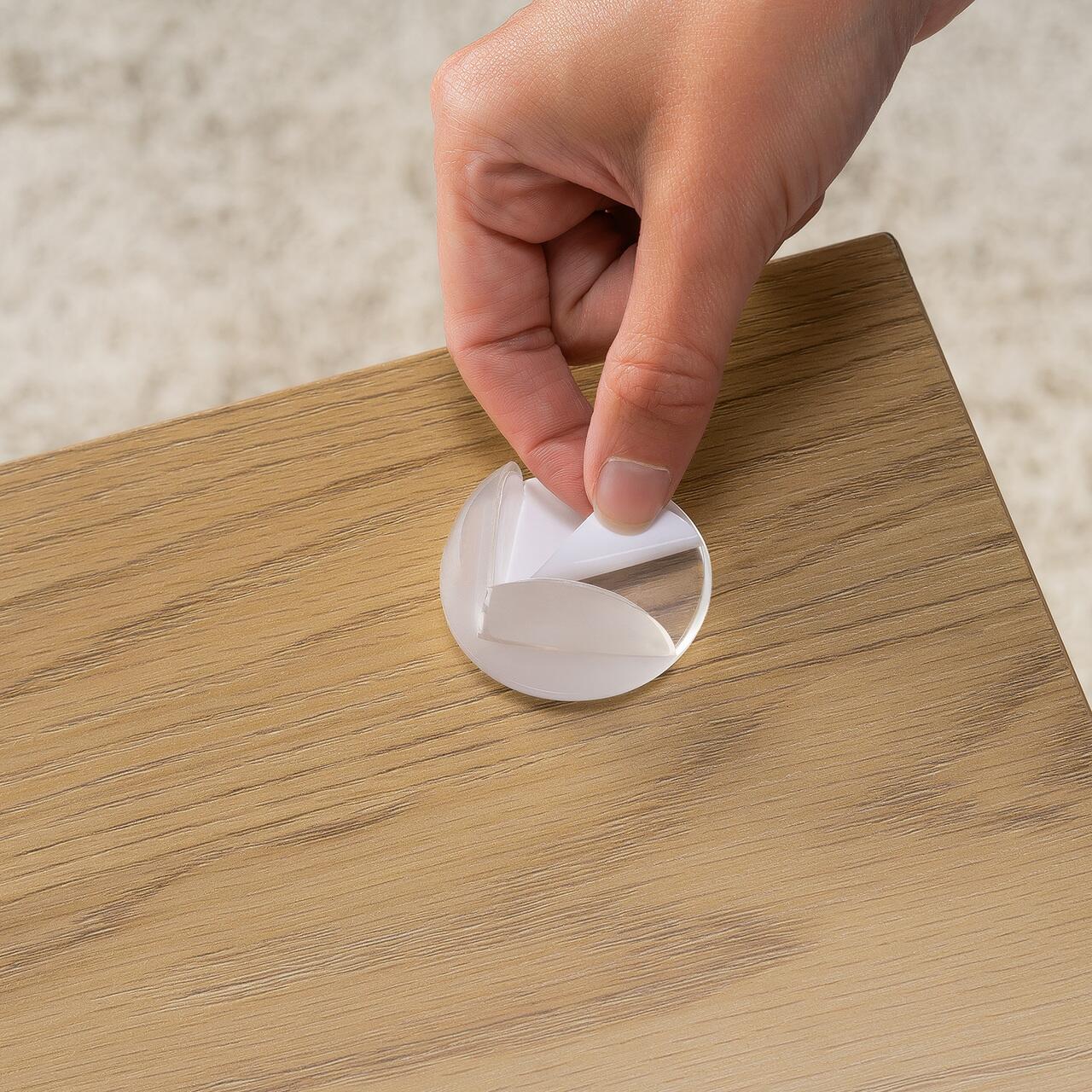 Pachet economic 12 protectii universale pentru colturi, din plastic transparent, cu banda adeziva, rezistente la muscaturi, fara PVC, Reer 82069