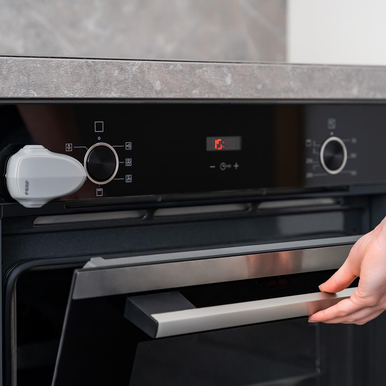 Protectie usa cuptor pentru copii, gri, blocare dubla REER