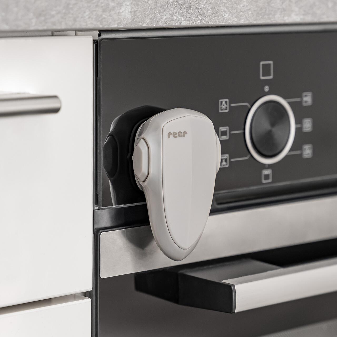 Protectie usa cuptor pentru copii, gri, blocare dubla REER