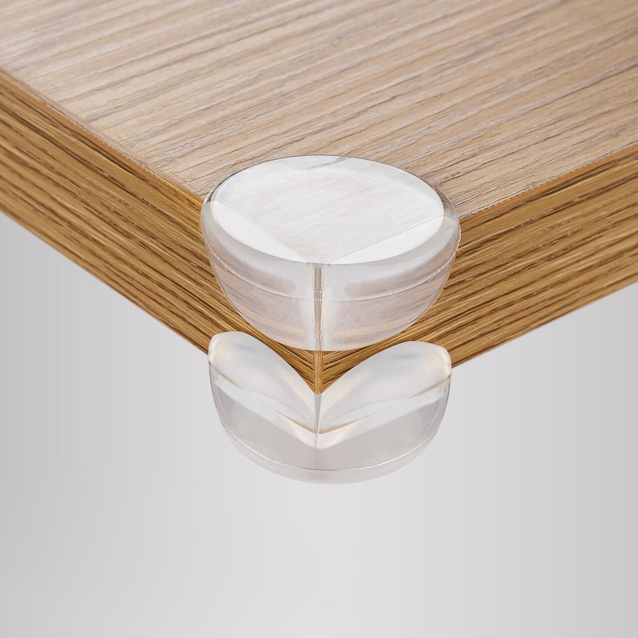 Set 4 protectii universale pentru colturi, din plastic transparent, cu banda adeziva, rezistente la muscaturi, fara PVC, Reer 82049