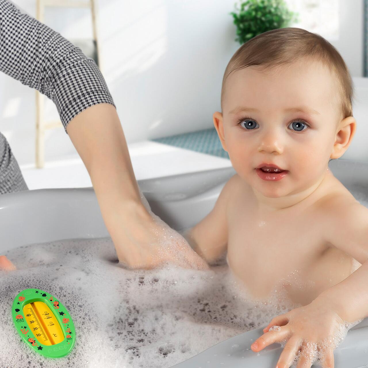Termometru de baie pentru copii, fara mercur, fara BPA, 0+ luni, verde, Reer 24133