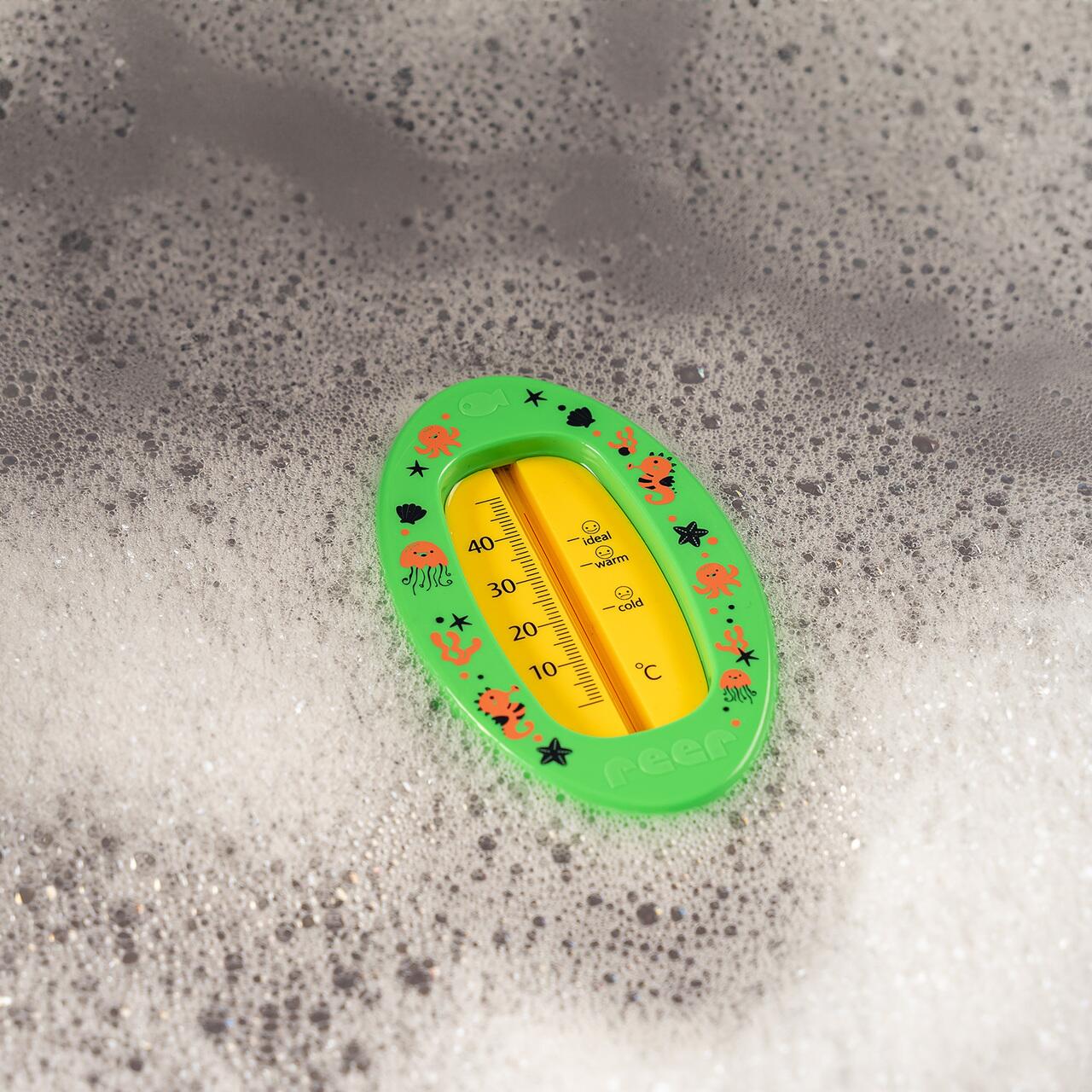 Termometru de baie pentru copii, fara mercur, fara BPA, 0+ luni, verde, Reer 24133