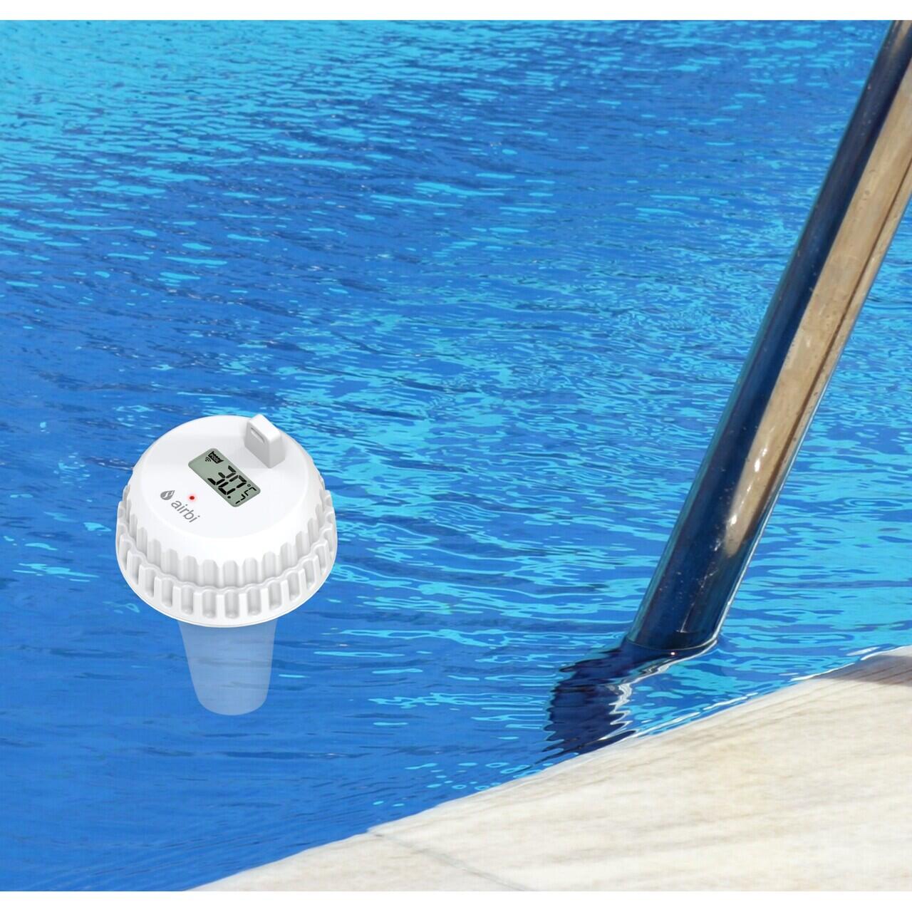 Termometru si higrometru digital de camera, cu senzori wireless pentru exterior si pentru apa din piscina, lumina de fundal, Airbi POOL BI1021