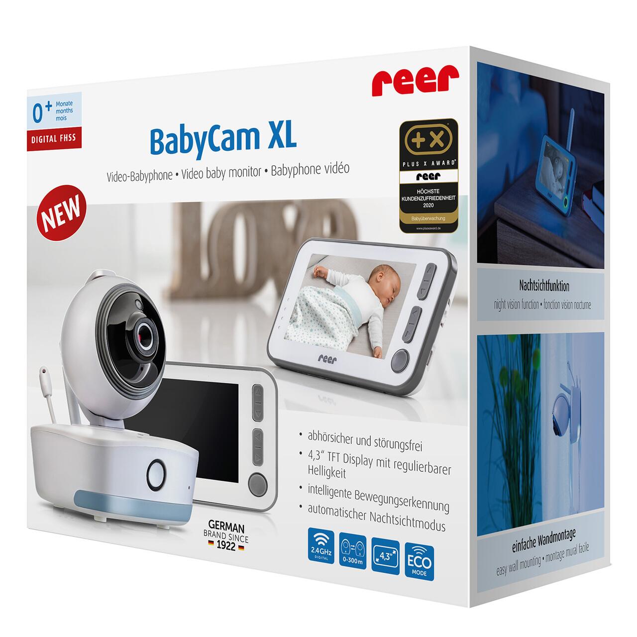 Video monitor digital pentru bebelusi cu camera rotativa si urmarire inteligenta a miscarii, REER BabyCam XL 80440