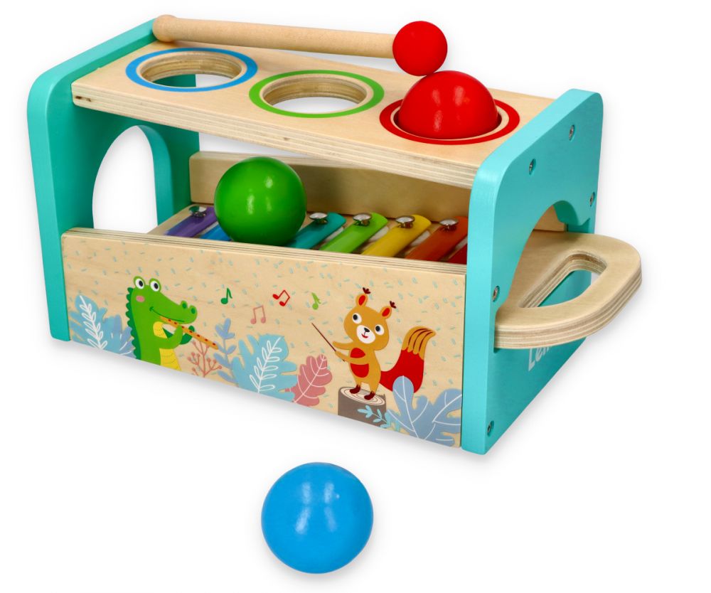 Set xilofon cu 8 note din lemn pentru copii Lelin L21021