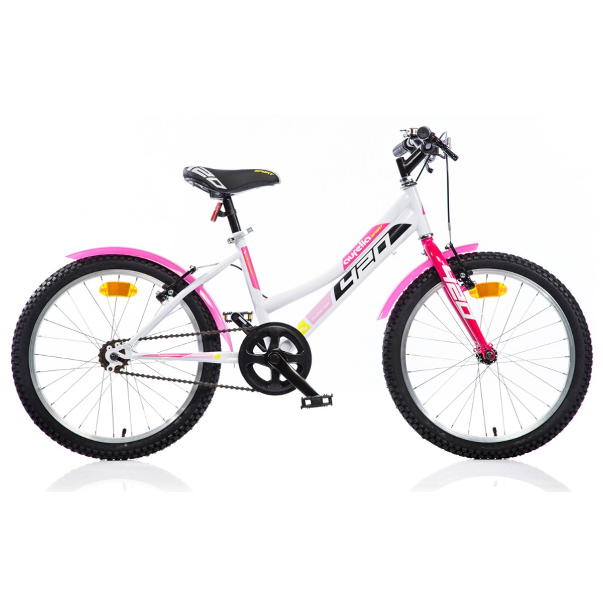 Bicicletă pentru copii Dino Bikes 20 inch, alb cu roz, frâne duble