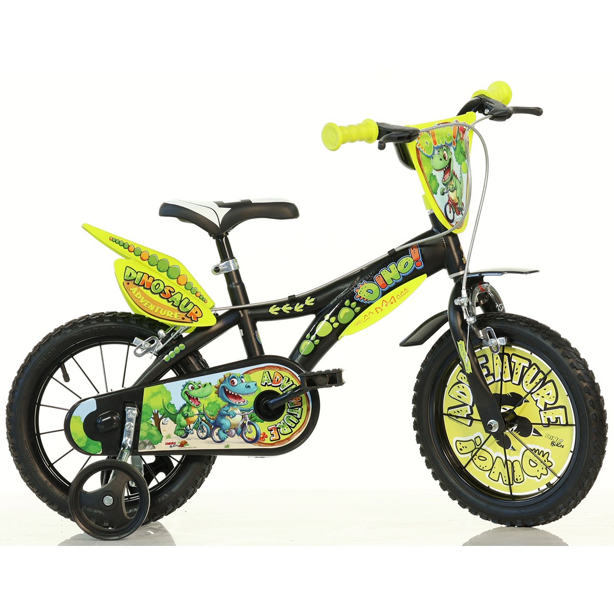 Bicicletă pentru copii Dino Bikes Dinosaur Adventure, 14 inch, negru