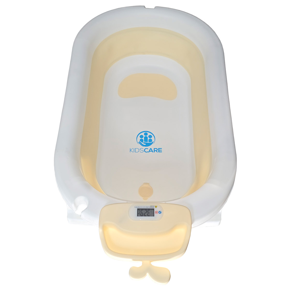 Cadita pliabila bej cu suport metalic KidsCare, termometru, perna reductor, jucarii, protectie cap, cana pliabila