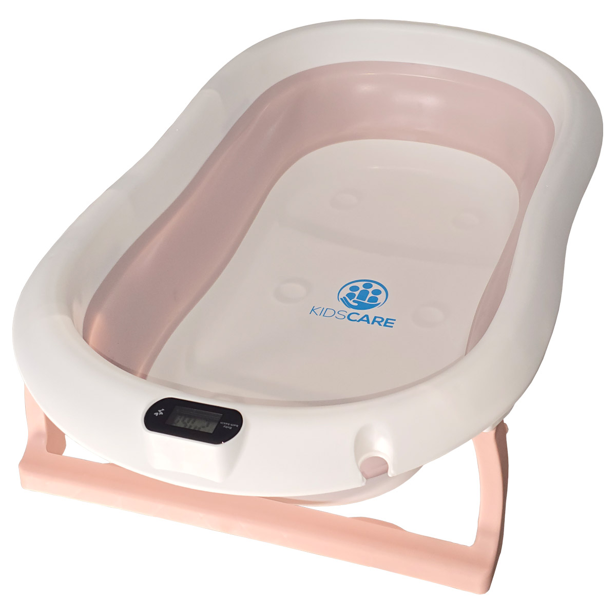 Cadita pliabila roz cu suport metalic KidsCare, termometru, perna reductor, jucarii, protectie cap, cana pliabila