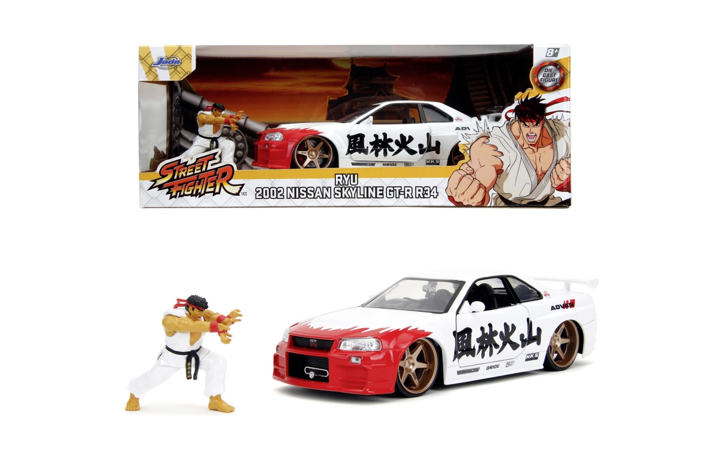 JADA SET FIGURINA METALICA 6CM SI MASINUTA NISSAN SKYLINE GTR SCARA 1 LA 24