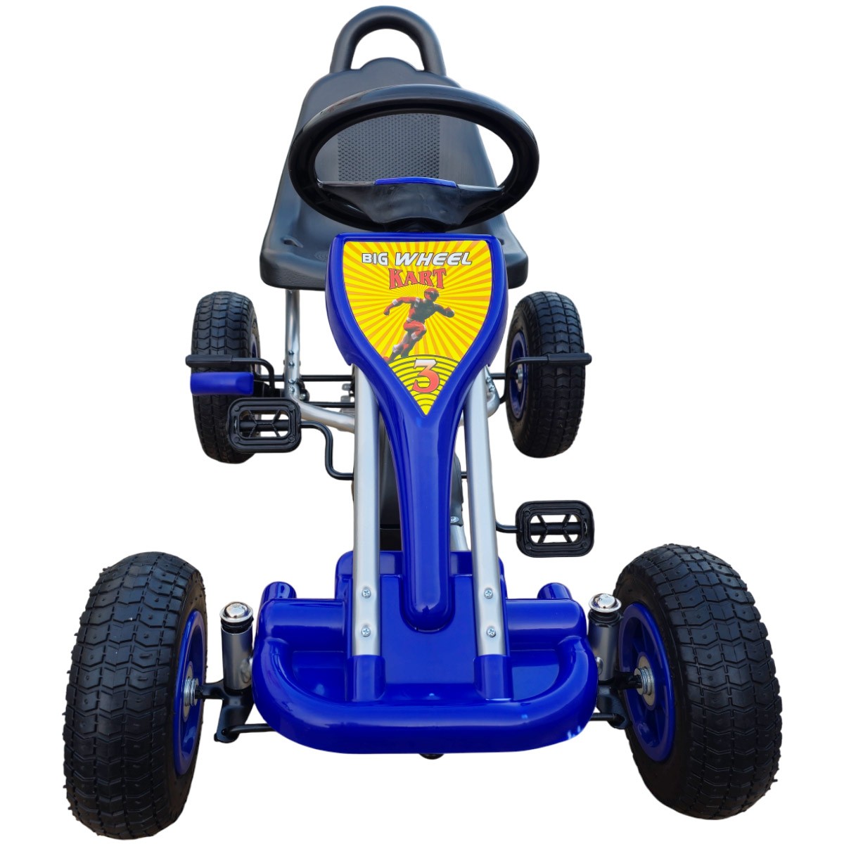 Kart cu pedale pentru copii KidsCare A05, albastru, frana de mana, 3-6 ani