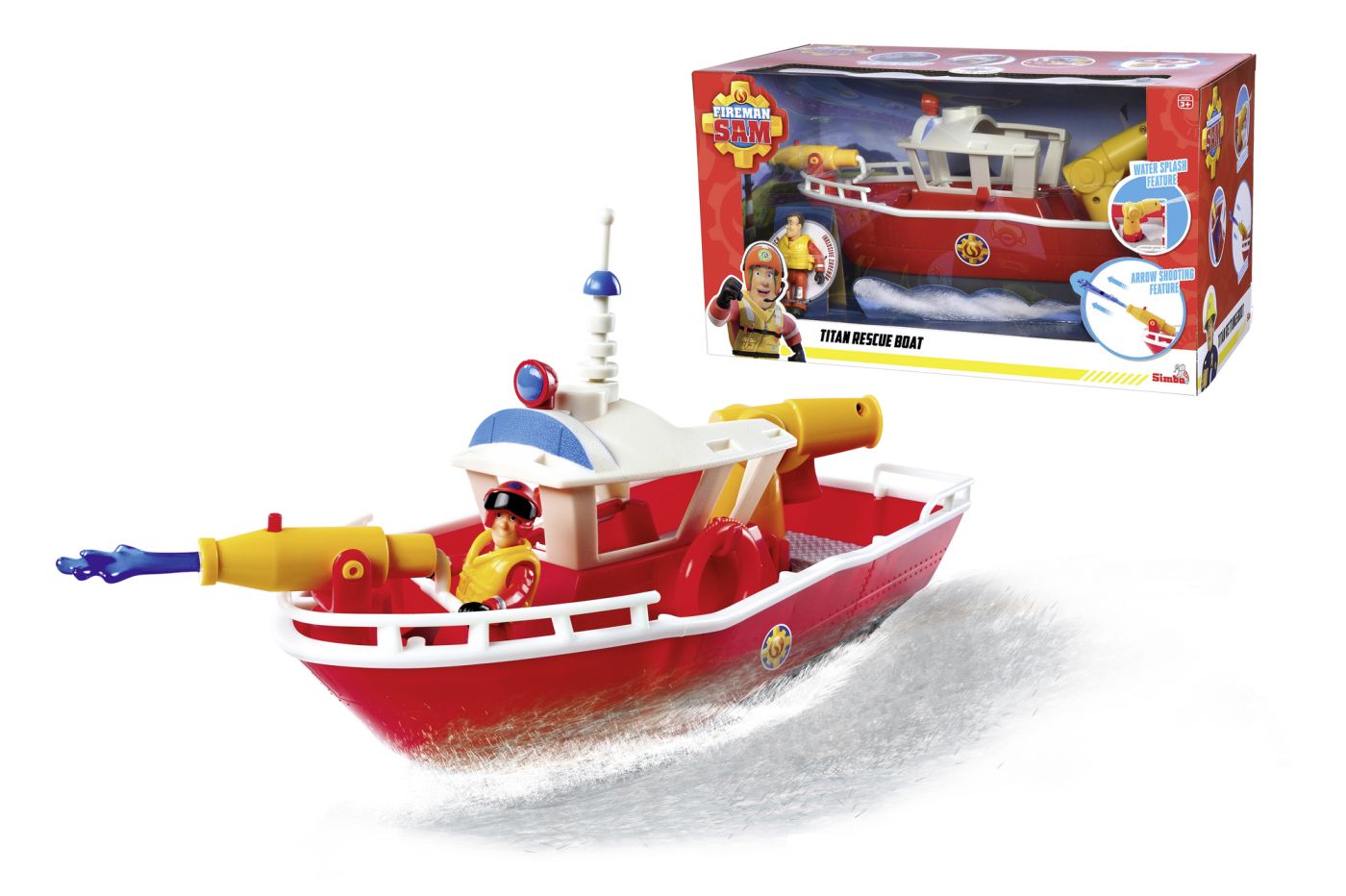 POMPIERUL SAM BARCA DE SALVARE TITAN CU FIGURINA SAM SI ACCESORII