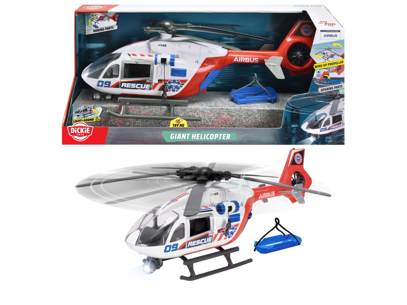 DICKIE ELICOPTER AIRBUS INTERACTIV CU LUMINI SI SUNETE 54CM
