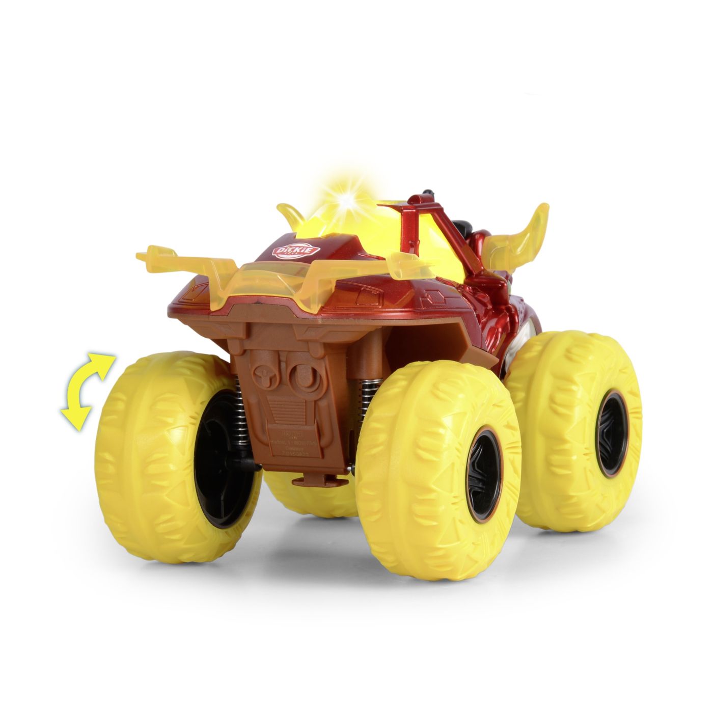 DICKIE MASINA DE TEREN FLAMING FIRE MONSTER CU LUMINI SUNETE SUSPENSII SI FUNCTIE ABUR 25CM