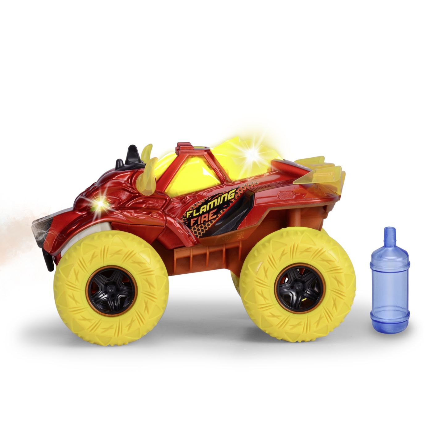 DICKIE MASINA DE TEREN FLAMING FIRE MONSTER CU LUMINI SUNETE SUSPENSII SI FUNCTIE ABUR 25CM