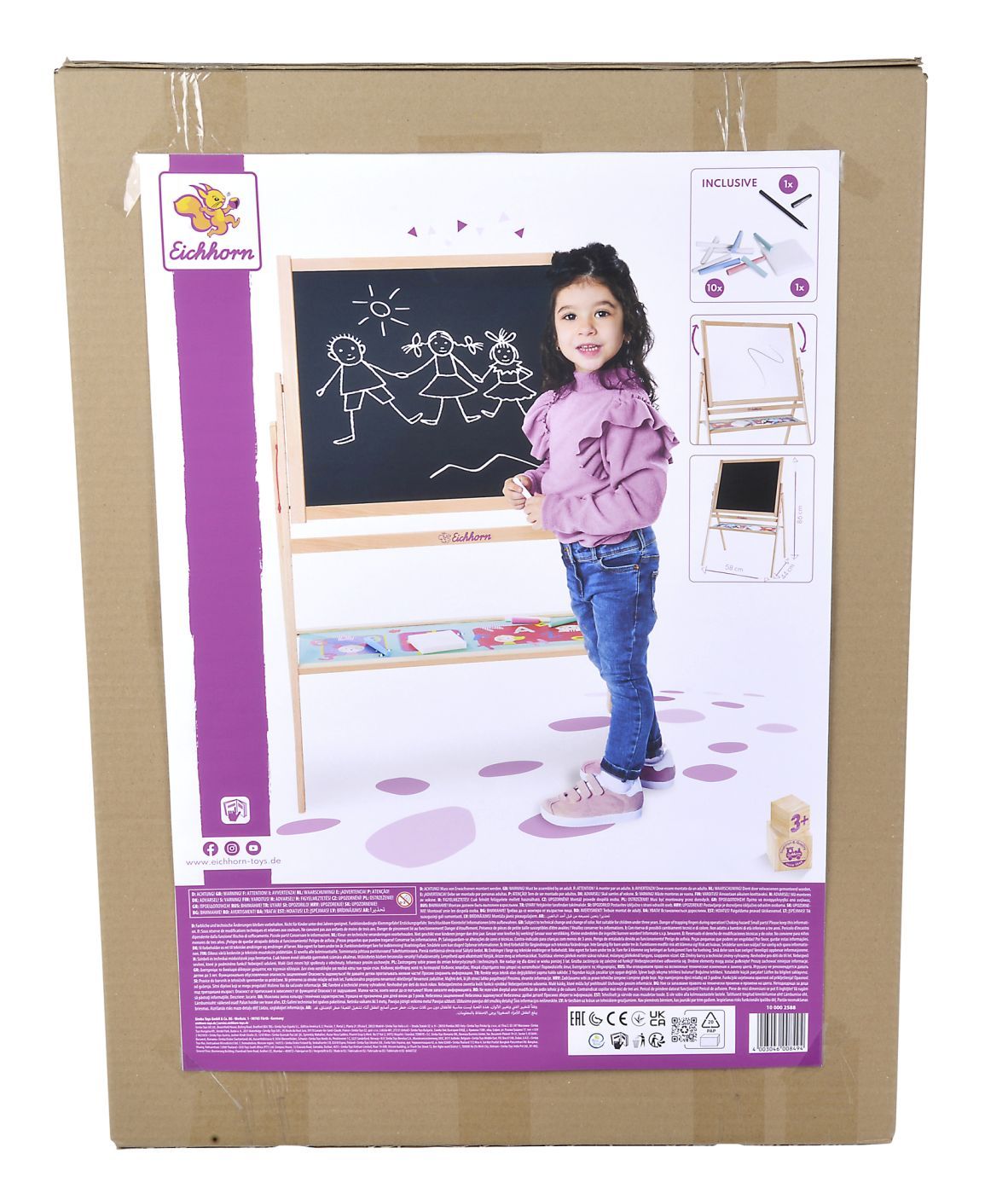 Tabla de desen din lemn Eichhorn cu 2 fete, accesorii incluse