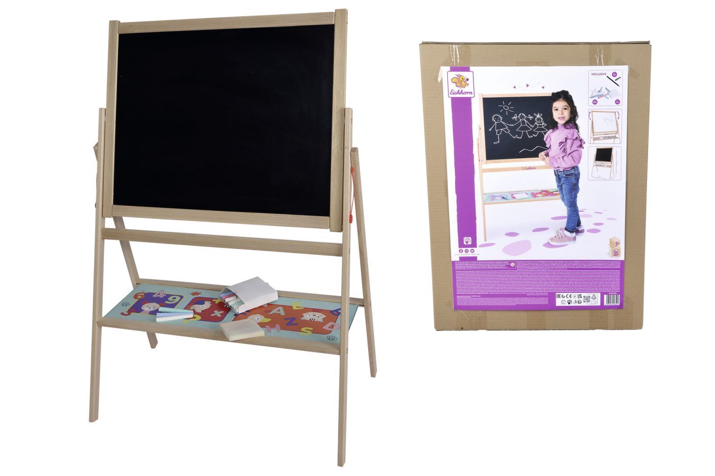 Tabla de desen din lemn Eichhorn cu 2 fete, accesorii incluse