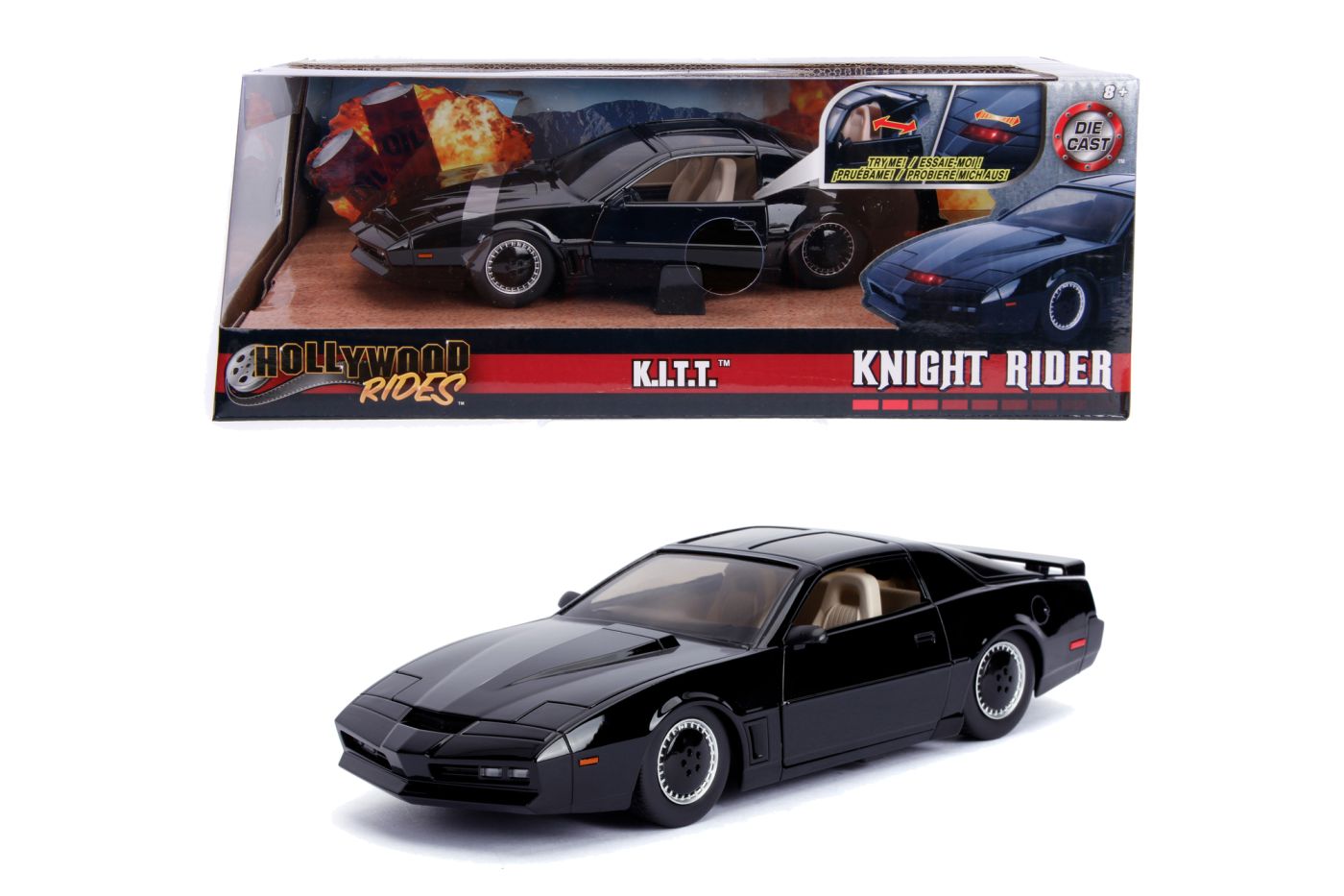 Masinuta metalica KITT Knight Rider Jada Hollywood Rides, scara 1:24