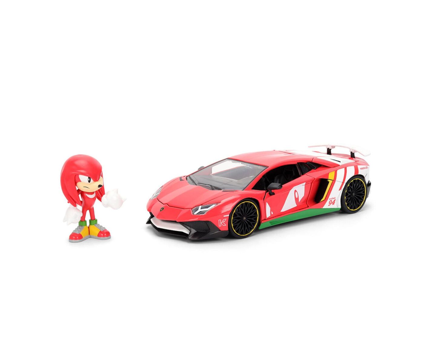 Set Sonic cu figurina si masinuta metalica Lamborghini Aventador SV 1:24