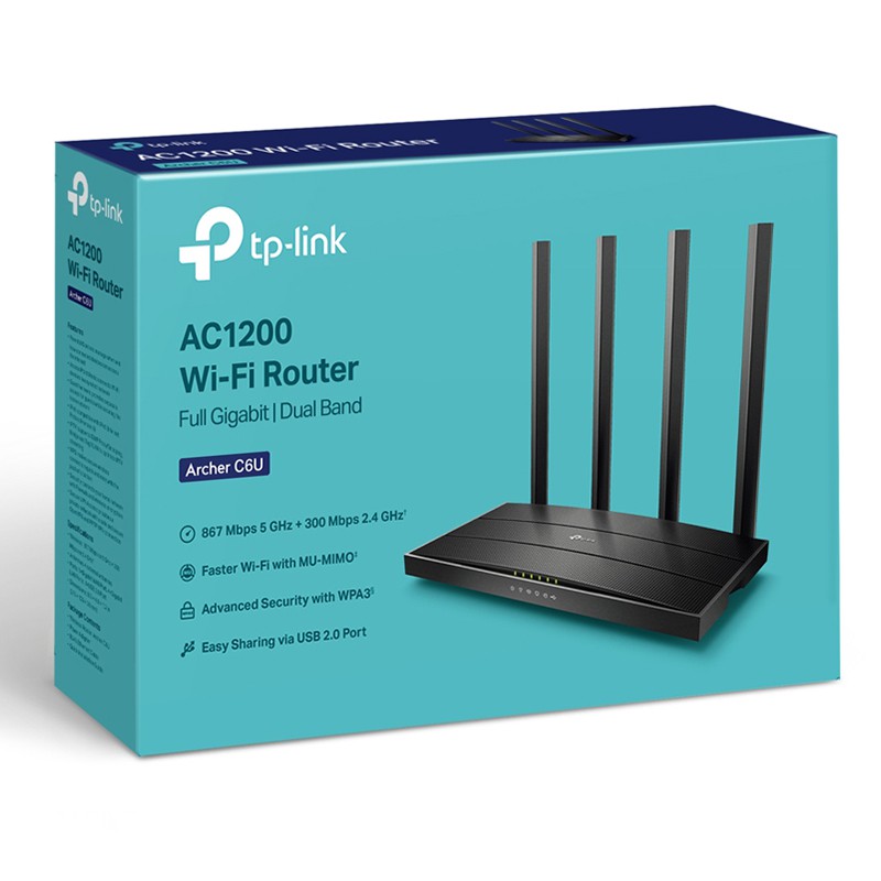 Router wireless TP-Link Archer C6U Gigabit AC1200 Dual-Band cu USB