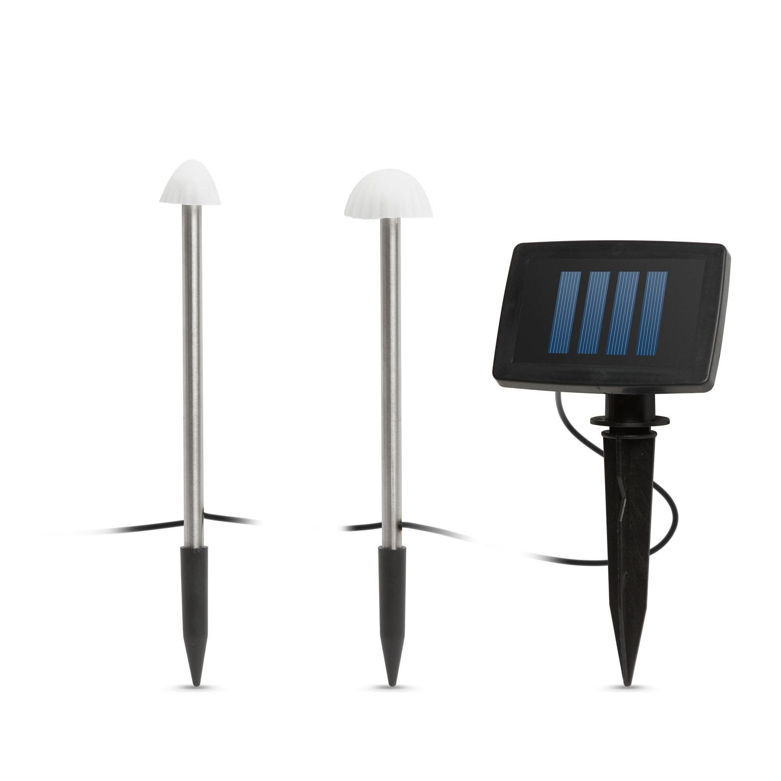 Set 12 buc Lampi Solare LED Mini Ciuperci, Lumina Alb Cald, Inaltime 24 cm