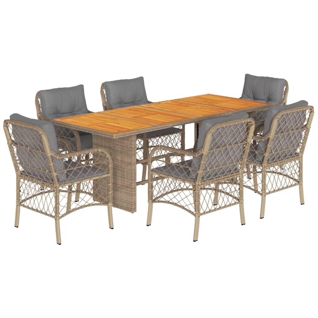 Set mobilier pentru grădină, 7 piese, cu perne, bej, poliratan GartenMobel Dekor