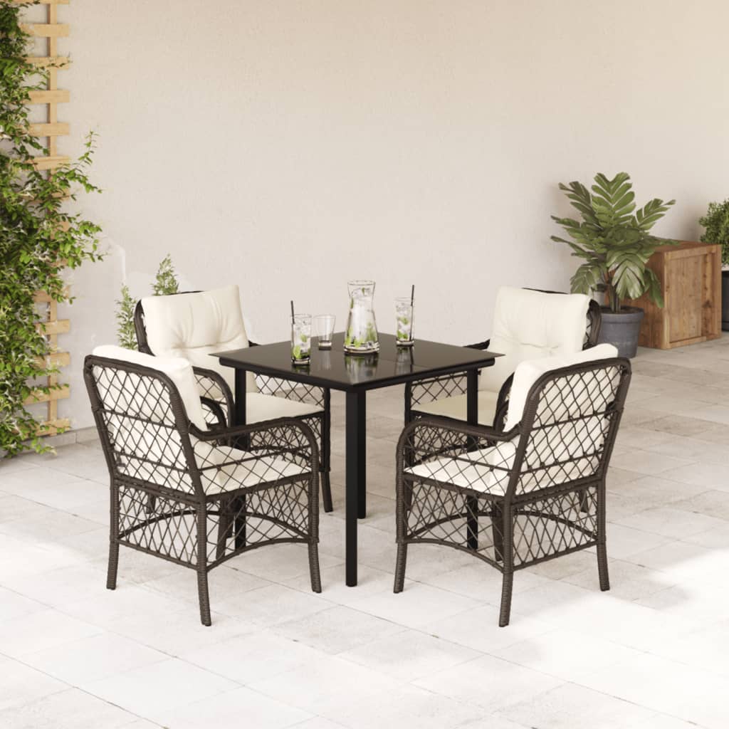 Set mobilier de grădină, 5 piese, cu perne, maro, poliratan GartenMobel Dekor