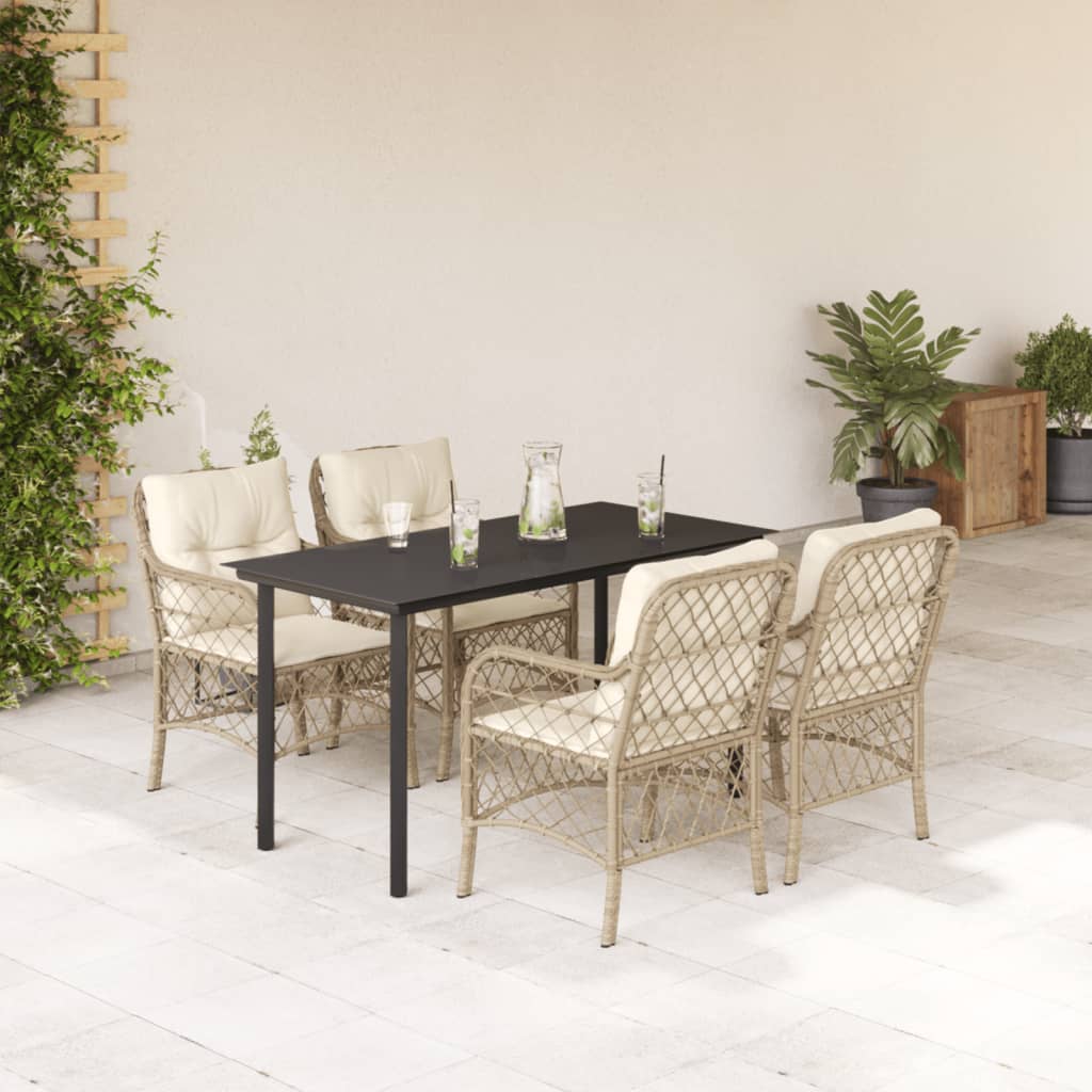 Set mobilier de grădină cu perne, 5 piese, bej, poliratan GartenMobel Dekor
