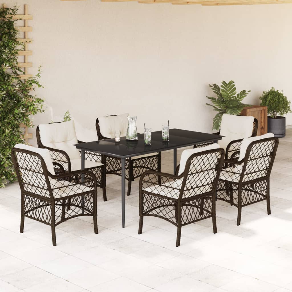 Set mobilier de grădină cu perne, 7 piese, maro, poliratan GartenMobel Dekor