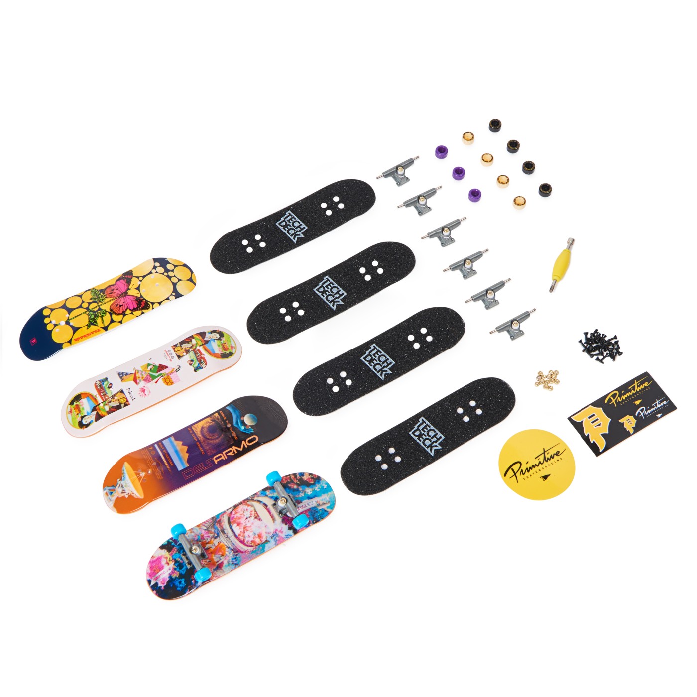 Set 4 fingerboard Tech Deck Primitive 9,6 cm pentru trucuri si colectie