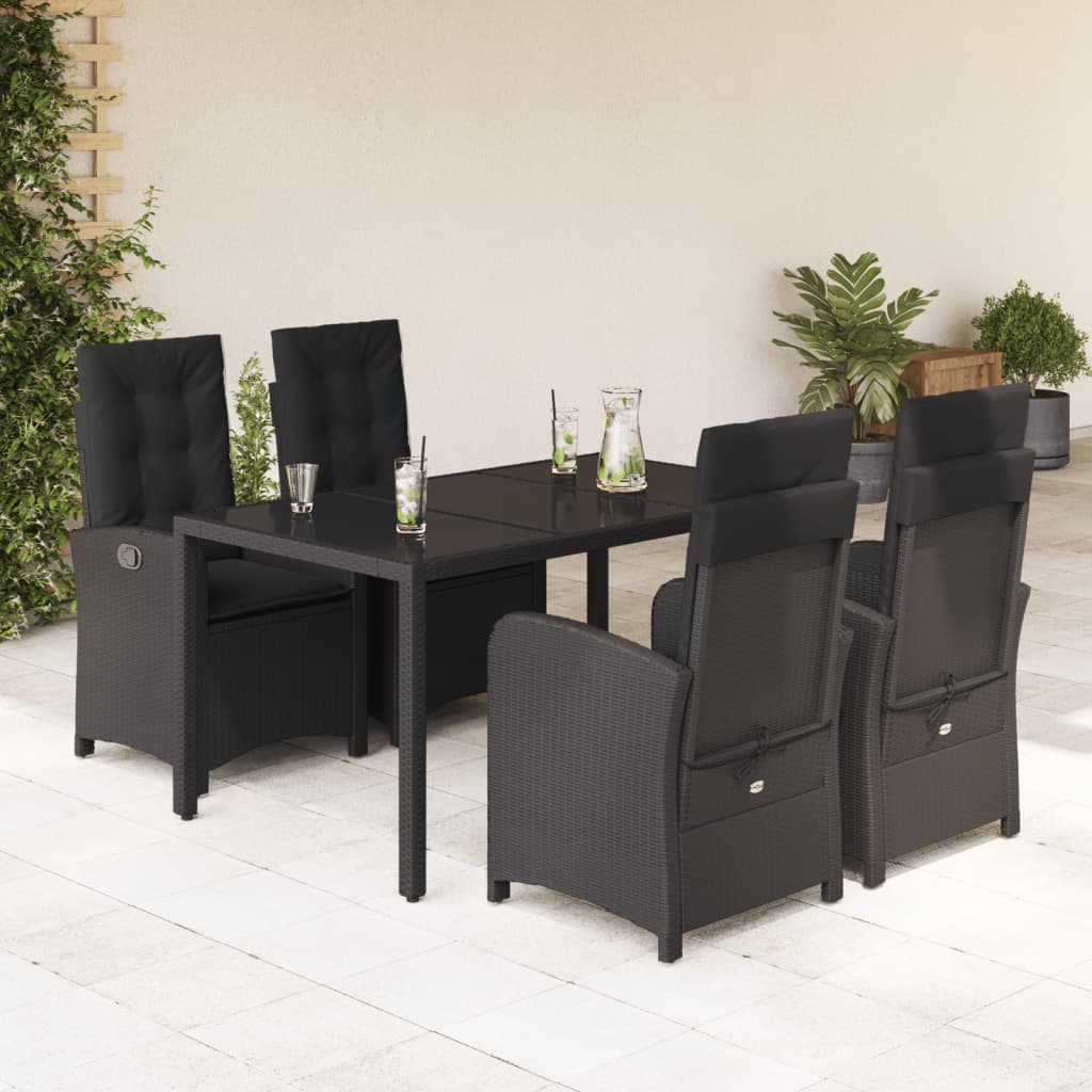 Set mobilier de grădină cu perne, 5 piese, negru, poliratan GartenMobel Dekor