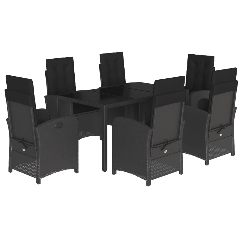Set mobilier de grădină cu perne, 7 piese, negru, poliratan GartenMobel Dekor