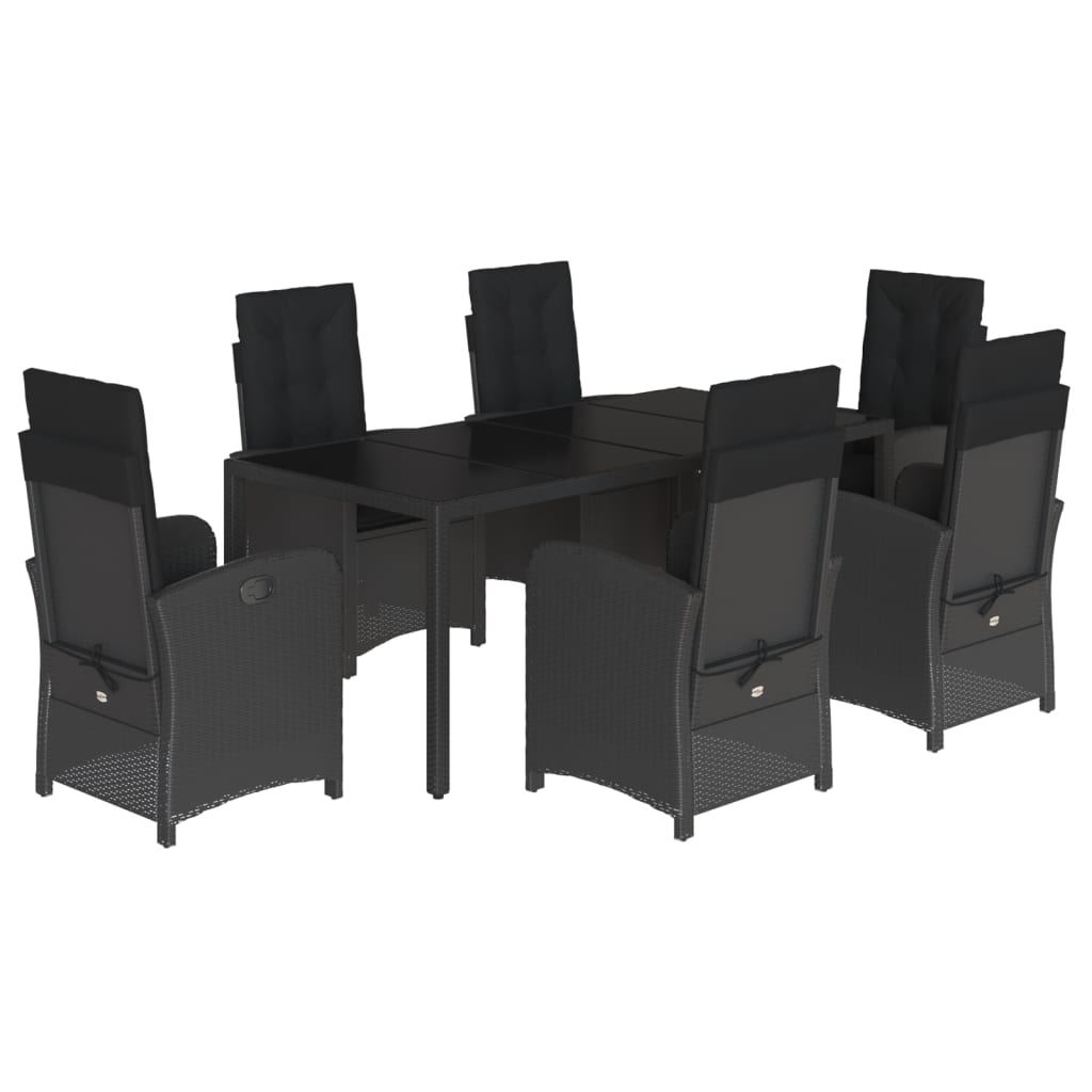 Set mobilier de grădină cu perne, 7 piese, negru, poliratan GartenMobel Dekor