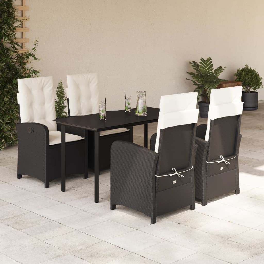 Set mobilier de grădină cu perne, 5 piese, negru, poliratan GartenMobel Dekor