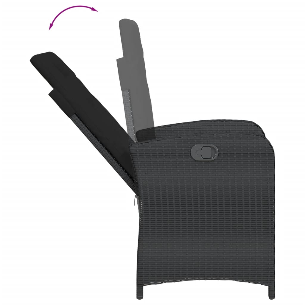 Set mobilier de grădină cu perne, 9 piese, negru, poliratan GartenMobel Dekor