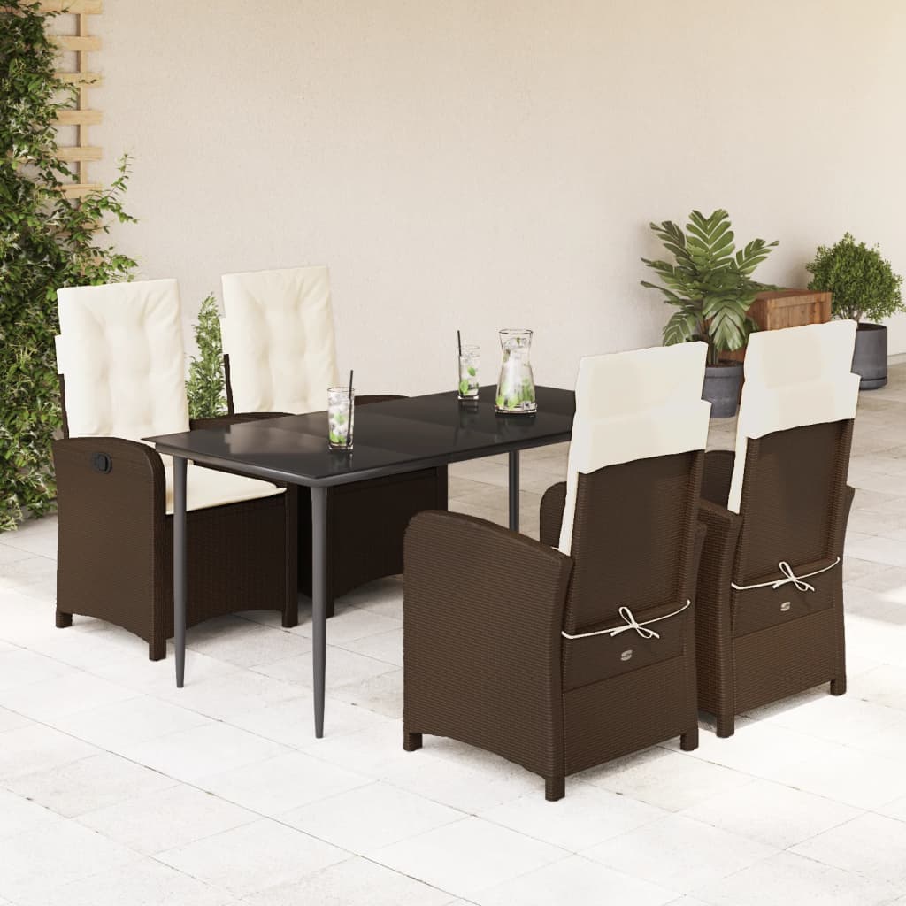 Set mobilier de grădină, 5 piese, cu perne, maro, poliratan GartenMobel Dekor