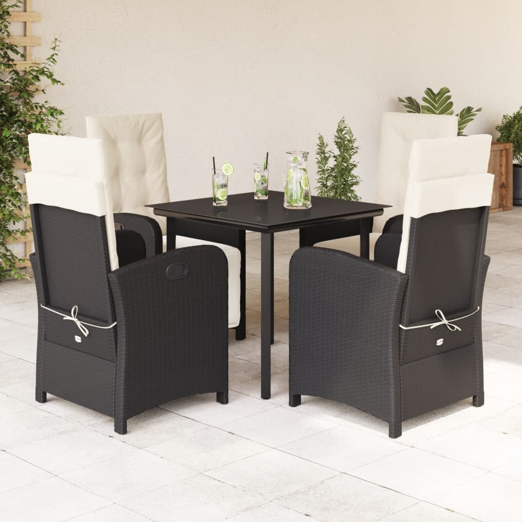 Set mobilier de grădină cu perne, 5 piese, negru, poliratan GartenMobel Dekor