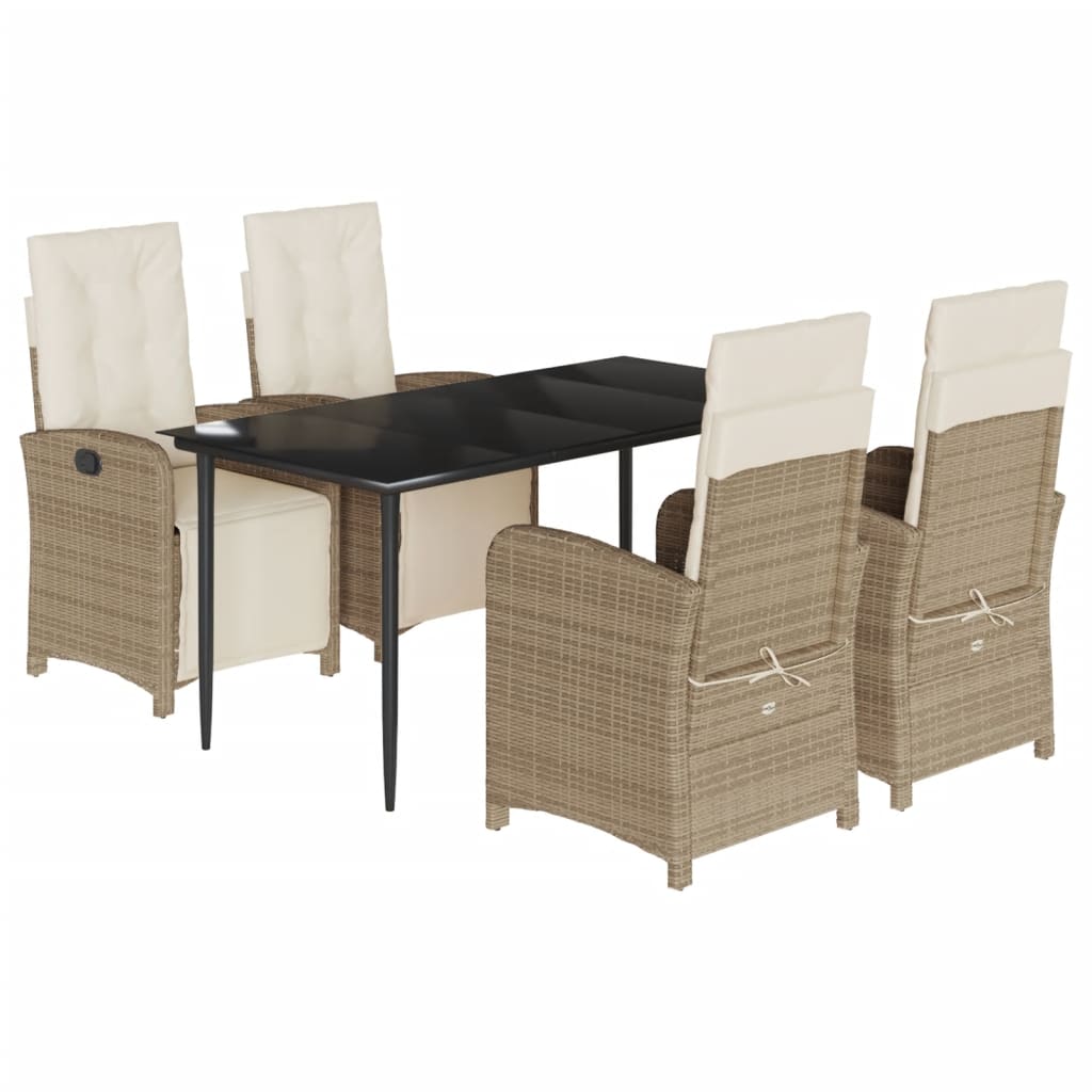 Set mobilier de grădină cu perne, 5 piese, bej, poliratan GartenMobel Dekor