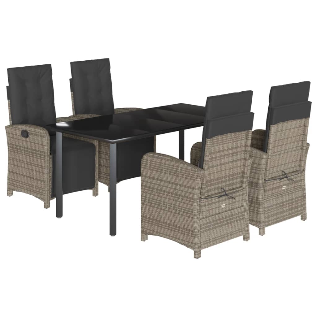 Set mobilier de grădină cu perne, 5 piese, gri, poliratan GartenMobel Dekor
