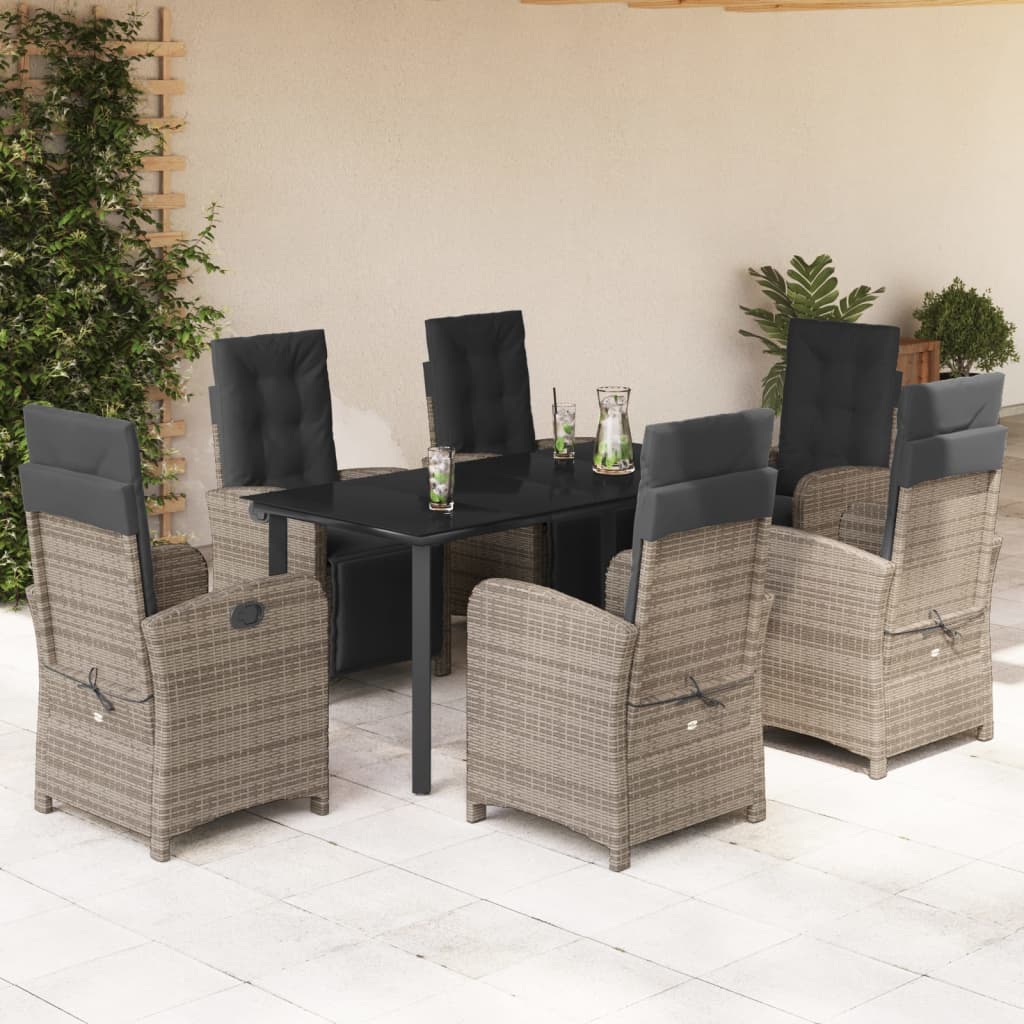 Set mobilier de grădină cu perne, 7 piese, gri, poliratan GartenMobel Dekor