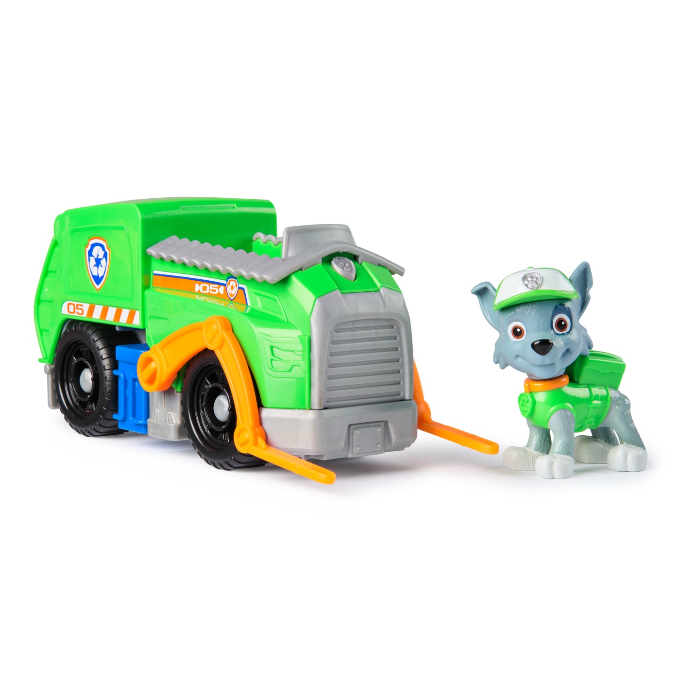 PATRULA CATELUSILOR SET VEHICUL DE BAZA CAMIONUL DE RECICLARE SI FIGURINA ROCKY