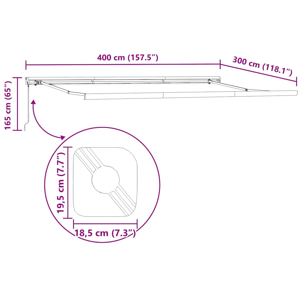 Copertină retractabilă manual, maro, 400x300 cm GartenMobel Dekor