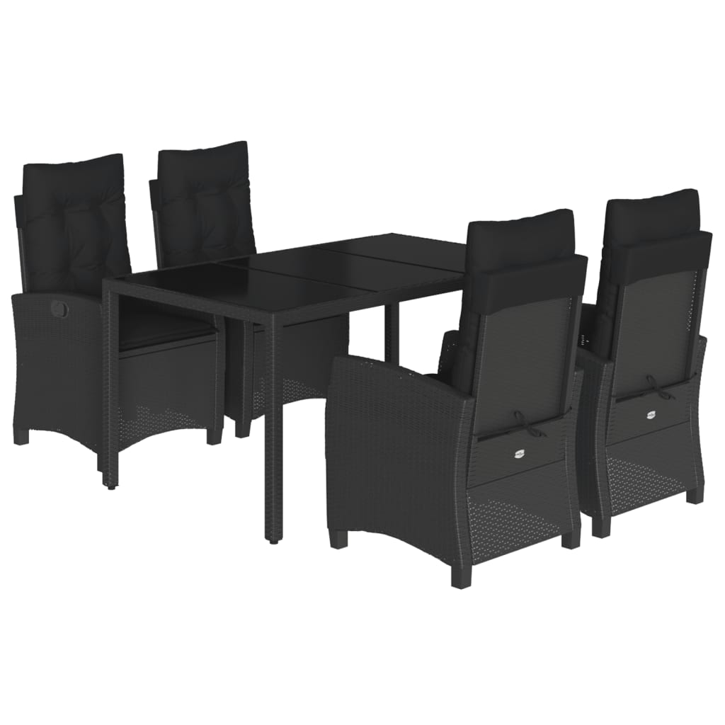 Set mobilier de grădină cu perne, 5 piese, negru, poliratan GartenMobel Dekor