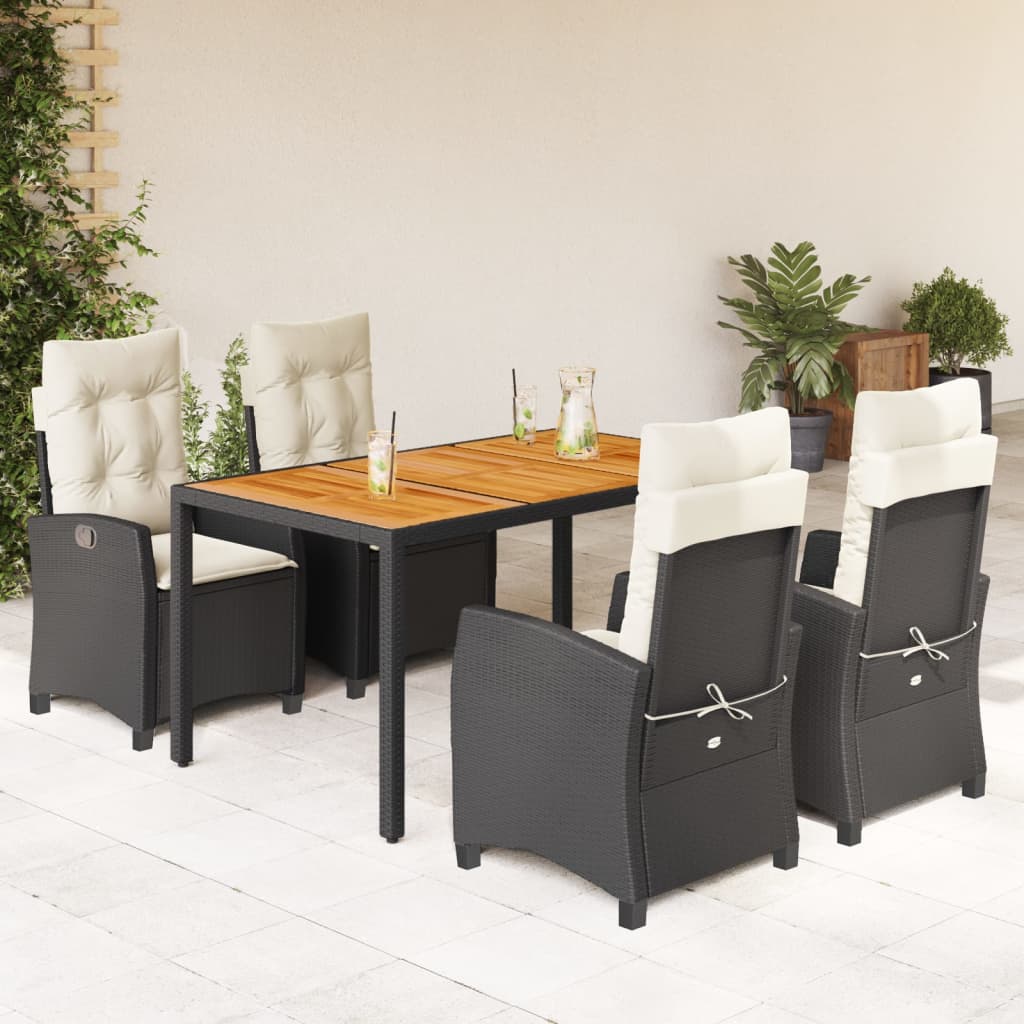 Set mobilier de grădină cu perne, 5 piese, negru, poliratan GartenMobel Dekor