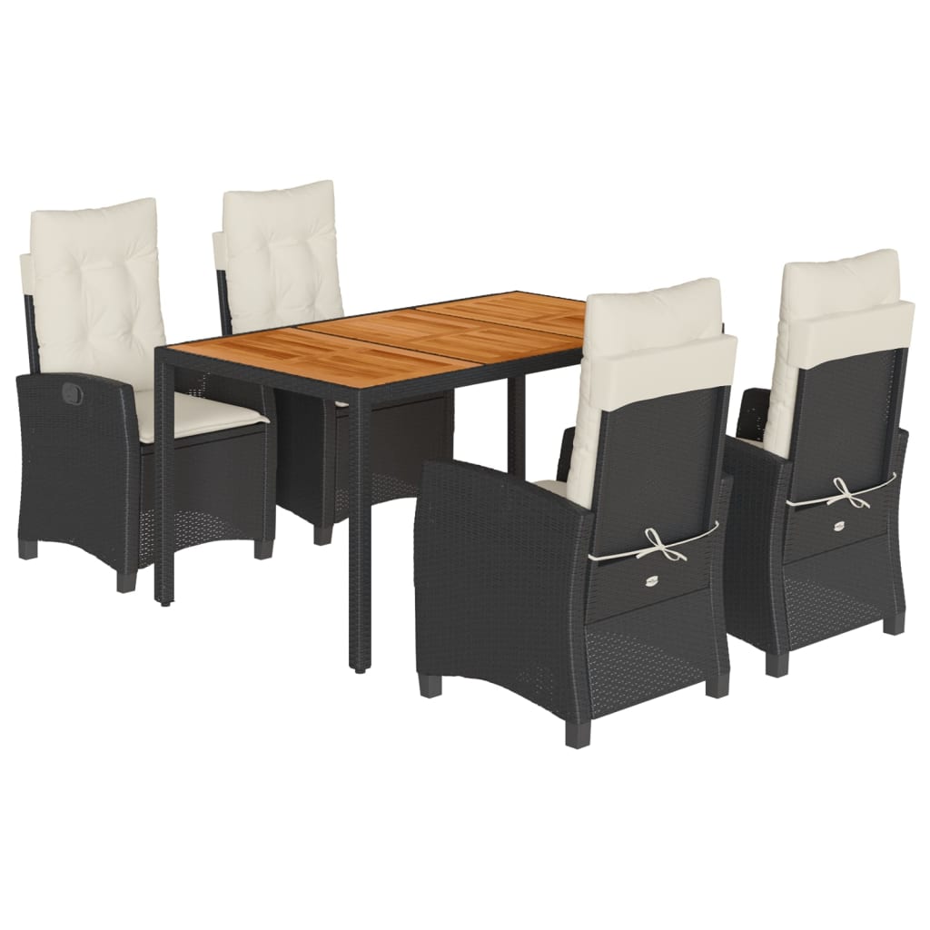 Set mobilier de grădină cu perne, 5 piese, negru, poliratan GartenMobel Dekor