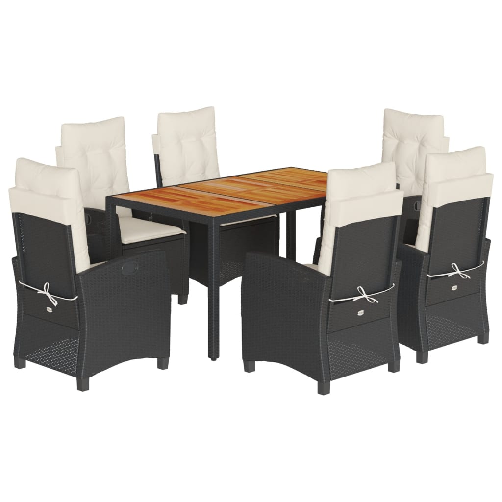Set mobilier de grădină cu perne, 7 piese, negru, poliratan GartenMobel Dekor