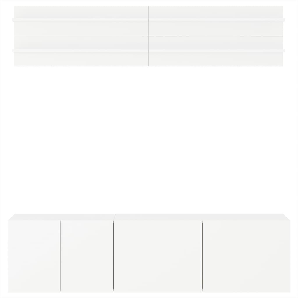 Unități TV de perete, 6 piese, alb, lemn prelucrat GartenMobel Dekor