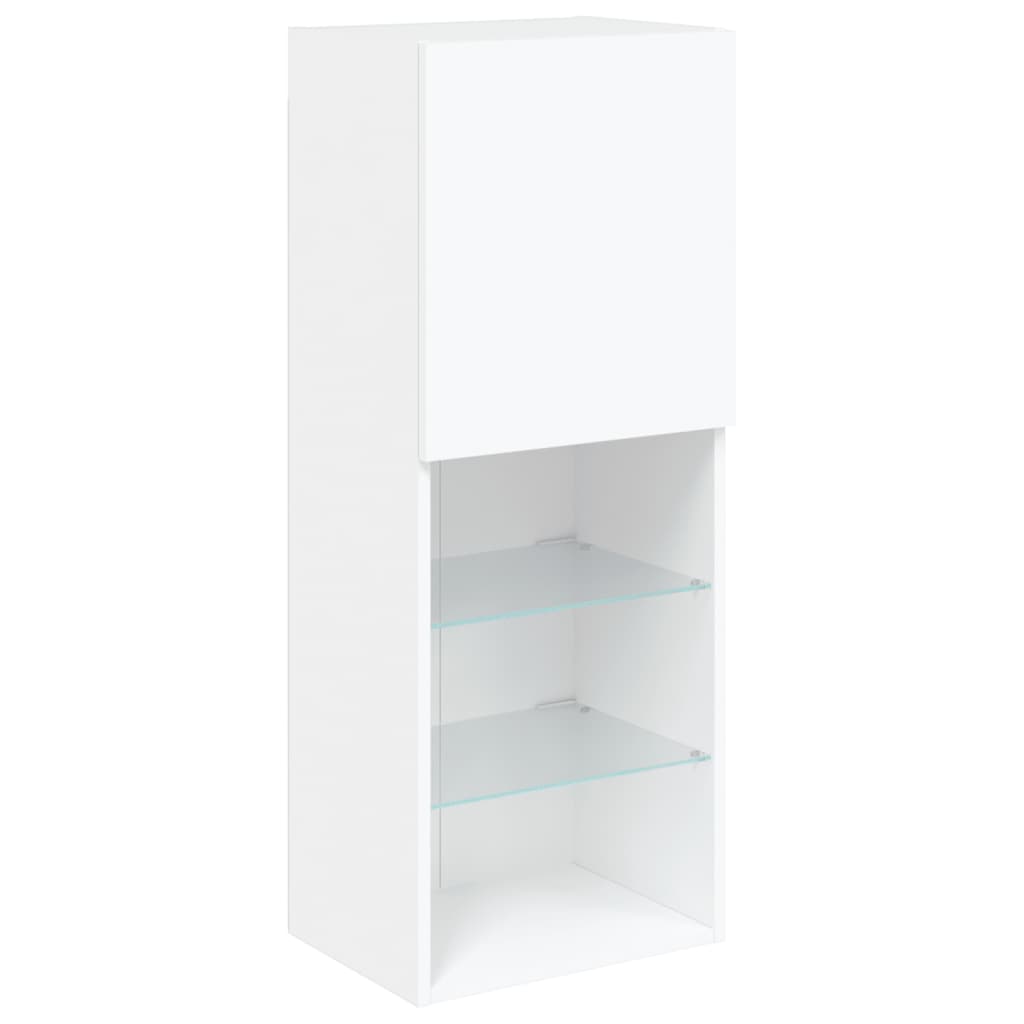 Unități de perete TV cu LED-uri, 4 piese, alb, lemn prelucrat GartenMobel Dekor